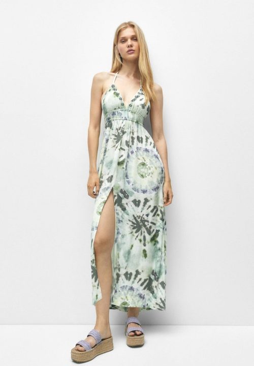 Femme Robes | PULL&BEAR LONG FLOWING STRAPPY PRINTED - Robe longue - green/vert - KQ60587